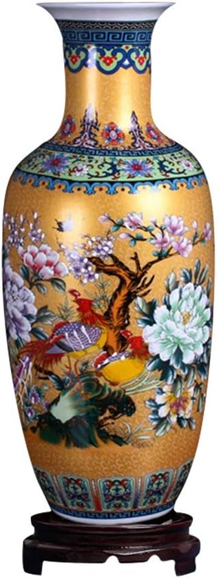 ufengke Jingdezhen Large Ceramic Floor Vase,Flower Vase Handmade Home Decorative Vase,Height 18.11(46cm),Golden