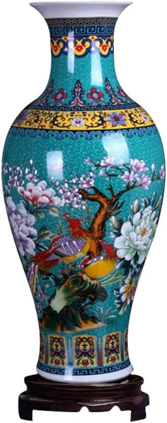 ufengke Jingdezhen Large Fishtail Ceramic Floor Vase,Flower Vase Handmade Home Decorative Vase,Height 18.11(46cm),Blue