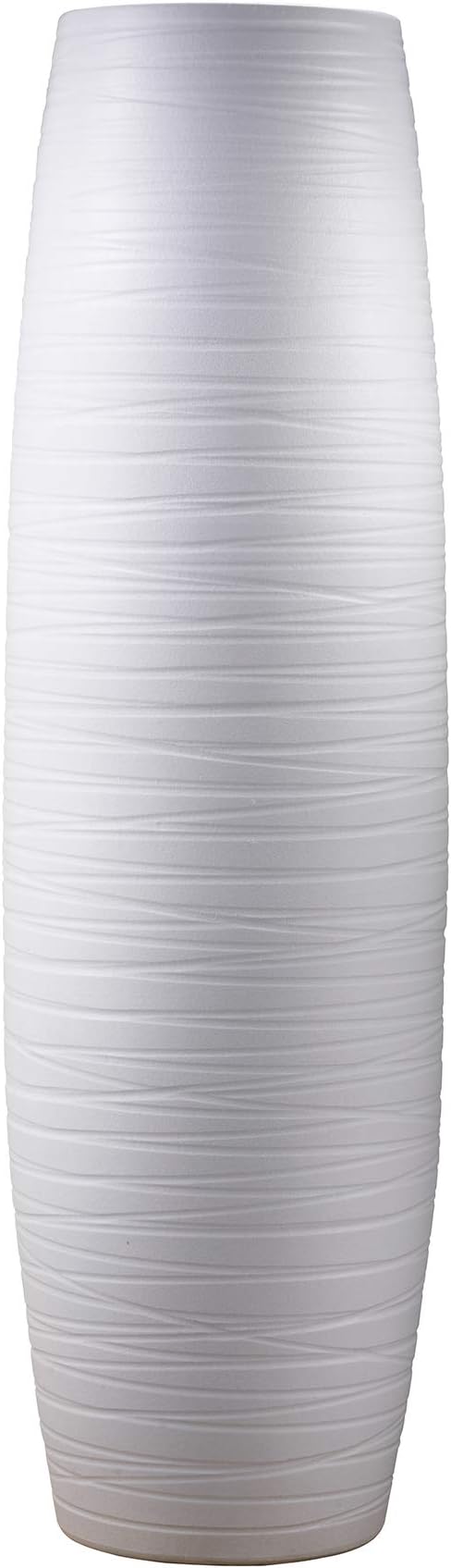 ufengke White Stripe Large Floor Vase,Handmade Decorative Vase,Tall White Ceramic Vase for Flower,Height 29.5