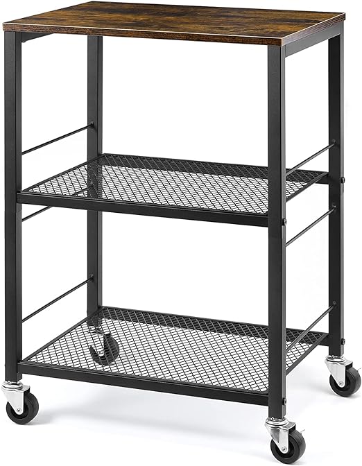 LIANTRAL 3 Tier Rolling Cart, Kitchen Carts on Wheels with Storage and Steel Frame, Multifunctional Utility Cart for Kitchen, Bathroom, Living Room, Bar, Office 