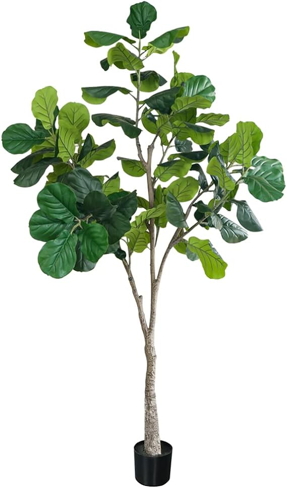 Phimos 6ft.Artificial Fiddle Leaf Fig Tree (72in) Tall Fake Tree for Home Office Living Room Floor Decor Indoor