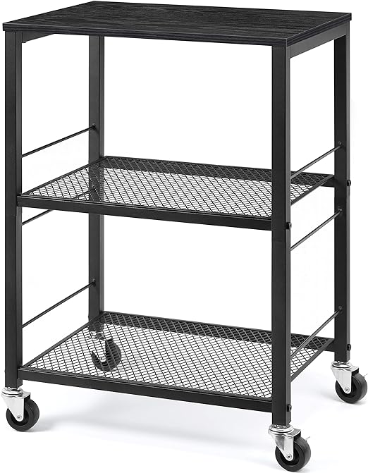 LIANTRAL 3 Tier Rolling Cart, Kitchen Carts on Wheels with Storage and Steel Frame, Multifunctional Utility Cart for Kitchen, Bathroom, Living Room, Bar, Office 