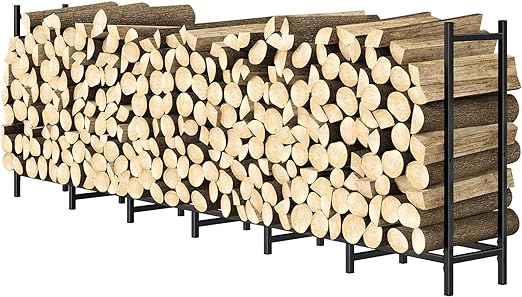 LIANTRAL Firewood Rack Outdoor 8-ft Heavy Duty Firewood Rack Stand Log Holder Fireplace Wood Storage Stacker Outside