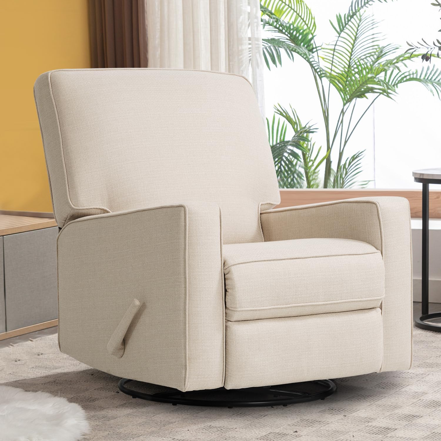 ASHOMELI Swivel Glider and Recliner Chair,Swivel 360,Water Repellent & Stain Resistant (Off-White)