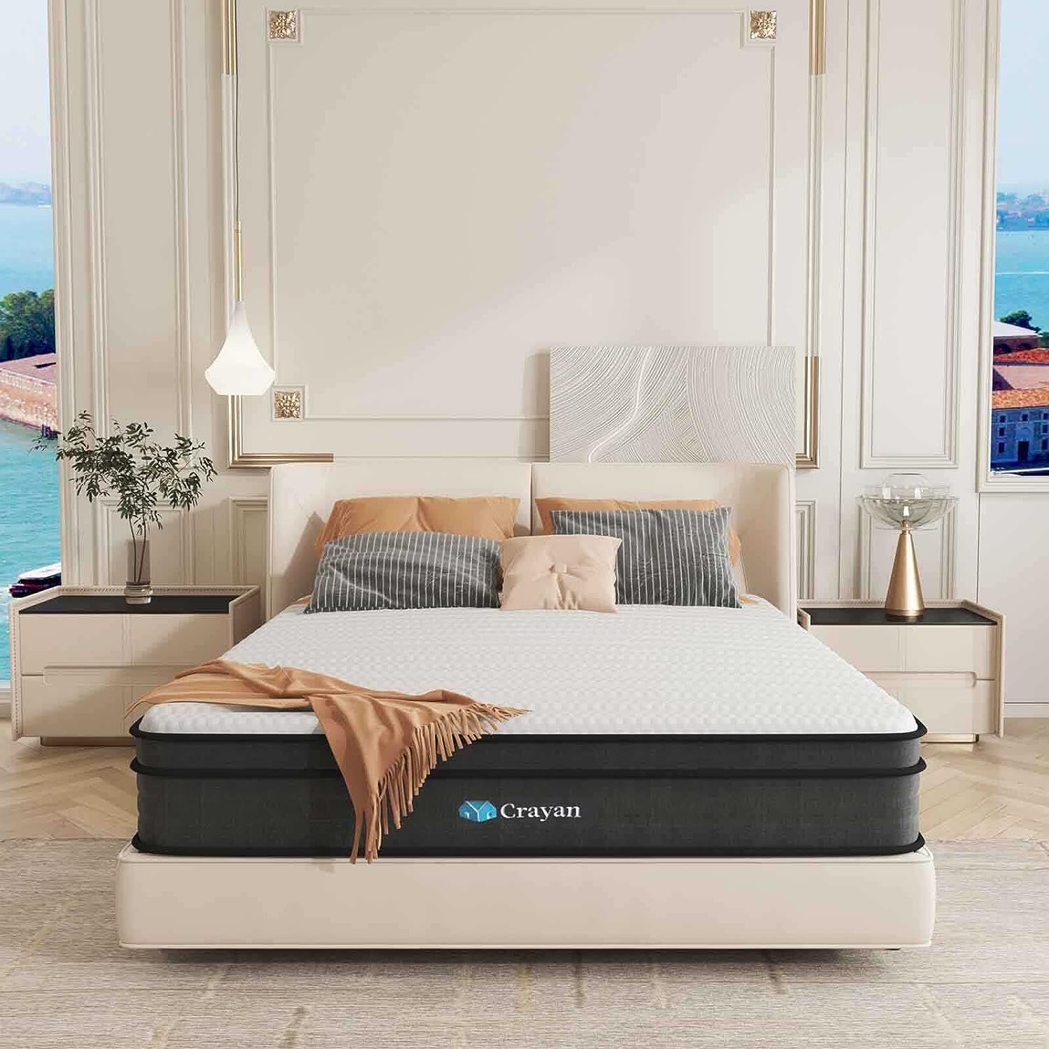 Crayan Queen Mattress, Memory Foam Mattress Queen Size, 10 Inch Hybrid Mattress in a Box with Individual Pocket Spring for Motion Isolation & Silent Sleep, CertiPUR-US, 100 Nights Trial