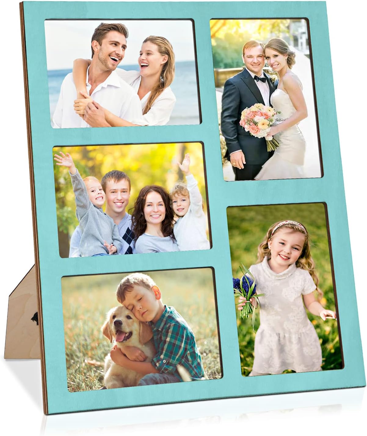 ZEEYUAN 4x6 Collage Picture Frame 5 Openings Wooden Photo Frame 4x6 Collage Photo Frame Multiple Family Photo Frame for Desktop Display Wall Mount