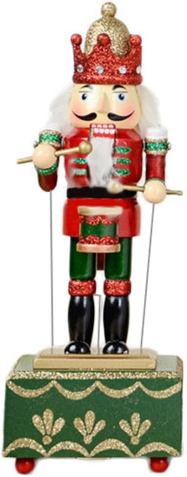 ZaH 12 Inch Christmas Ornament Nutcracker Wooden Music Box Christmas Decorations Gifts Nutcracker Puppets, Drum