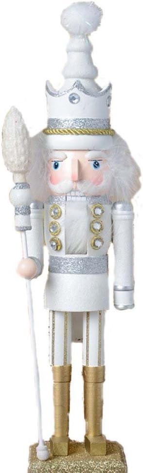 ZaH 18 Inch Wooden Nutcracker Ornaments Christmas Decorations Holiday Decor Kids Toys Nutcracker Puppets, White King