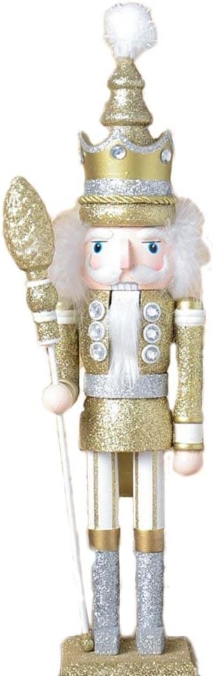 ZaH 18 Inch Wooden Nutcracker Ornaments Christmas Decorations Holiday Decor Kids Toys Nutcracker Puppets, Gold King