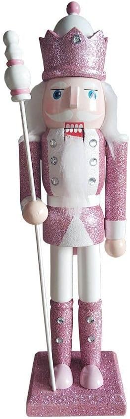 ZaH 12 Inch Christmas Nutcracker Toys Wooden Nutcracker Decoration Gift Soldier Nutcracker Puppets Ornaments (Pink Sword Figure)