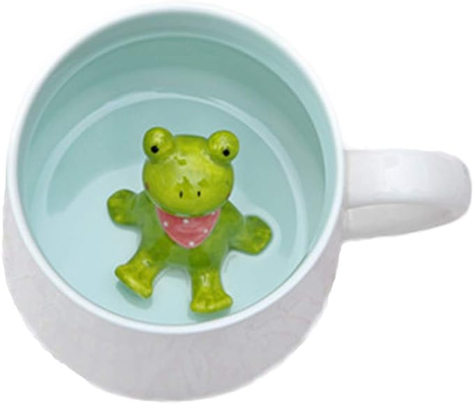 ZaH Coffee Mug Cartoon Animal Ceramic Cup Christmas Birthday Gift for Kids Boys Girls 12oz Frog