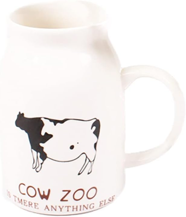 ZaH Milk Bottle Mug Ceramic 8oz Morning Mugs for Home Office School Restaurant Club Party, Milk Cup Novelty Coffee Mug Water Juice Cups, Cow