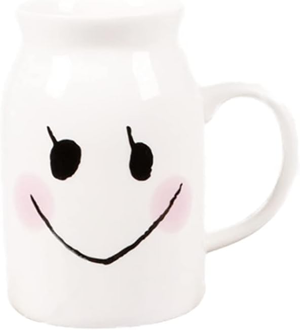 ZaH Milk Bottle Mug Ceramic 8oz Morning Mugs for Home Office School Restaurant Club Party, Milk Cup Novelty Coffee Mug Water Juice Cups, Smile