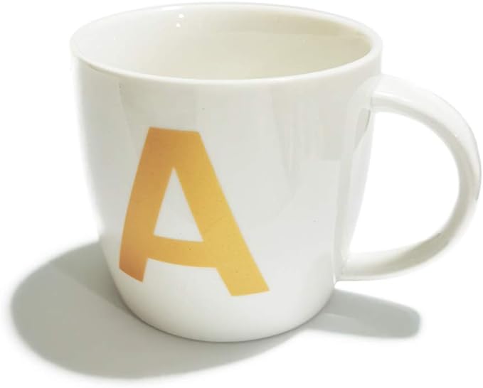 ZaH 16oz Coffee Mug Alphabet Ceramic Mug ABC Letter Cup for Women Men Boys Girls - Home Decoration Initial A-Z Mug (A)