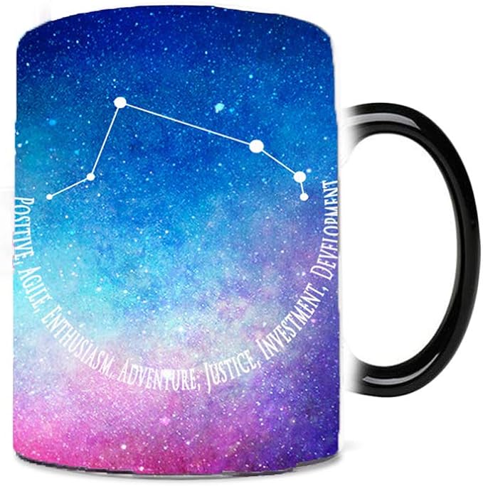 ZaH Constellation Coffee Mug Ceramic Printing Changing Mug Heat Cold Hot Cups for Kids and Adults 10oz (Aries)