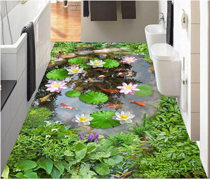 ZaH Thin Area Rug Non-Slip Doormat Carpet Printing Rug for Living Room, Bedroom, Kitchen, Bathroom (2x3-19.7x31.5, Lotus Pond)