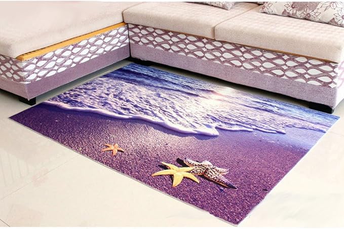 ZaH Thin Area Rug Non-Slip Doormat Carpet Printing Rug for Living Room, Bedroom, Kitchen, Bathroom (2x3-19.7"x31.5", Beach)