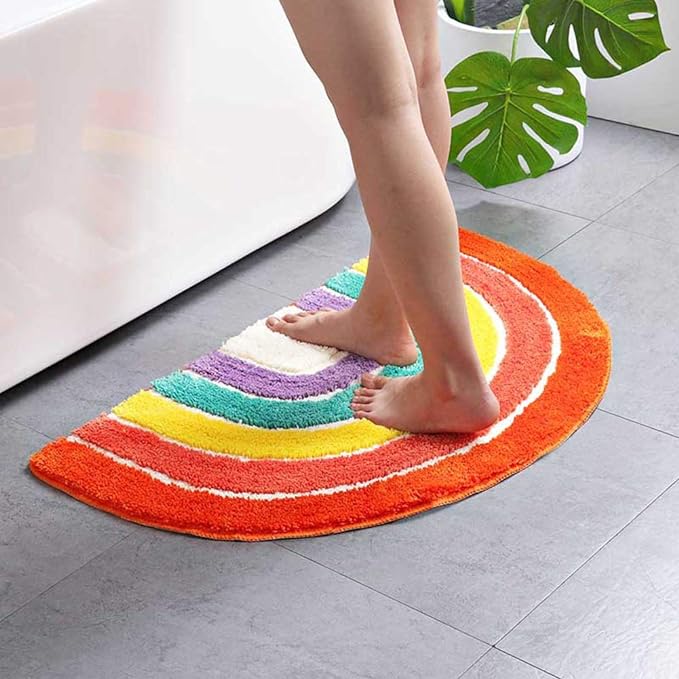 ZaH Rainbow Semi-Circle Mat for Front Door Bath Home Decorative Carpet Soft Area Rug for Bedroom Living Room Kids Playroom