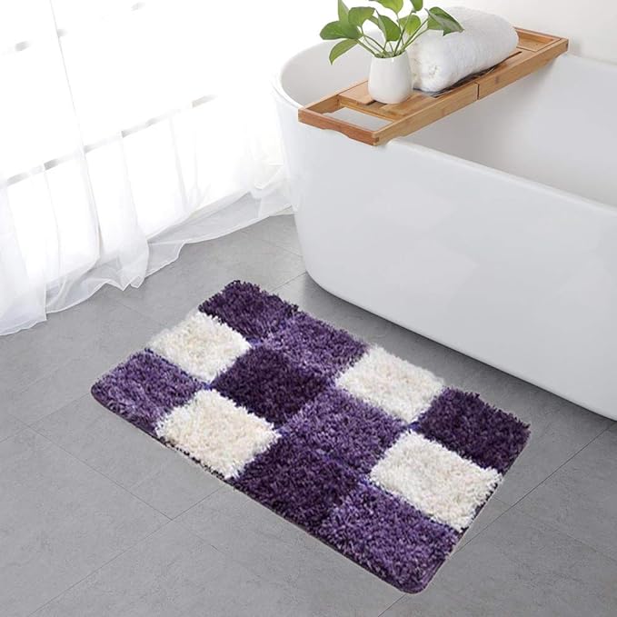 ZaH Mosaic Doormat Front Door Mat Indoor Outdoor Carpet Non-Slip Bathroom Rug Home Decoration 18 x 25 (Purple)