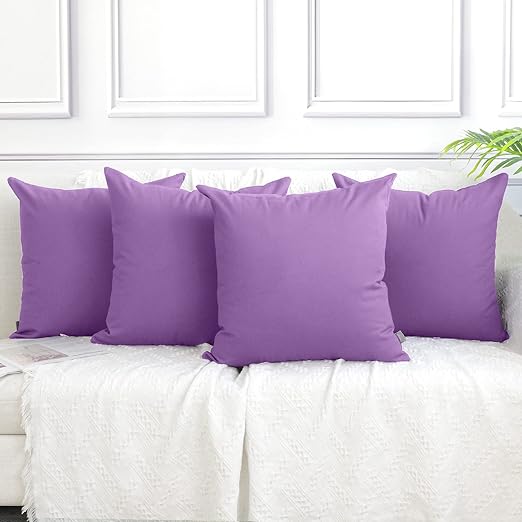 Pack of 4 Cotton Pillow Covers,Decorative Solid Square Throw Pillow Case for Home Sofa Decorative