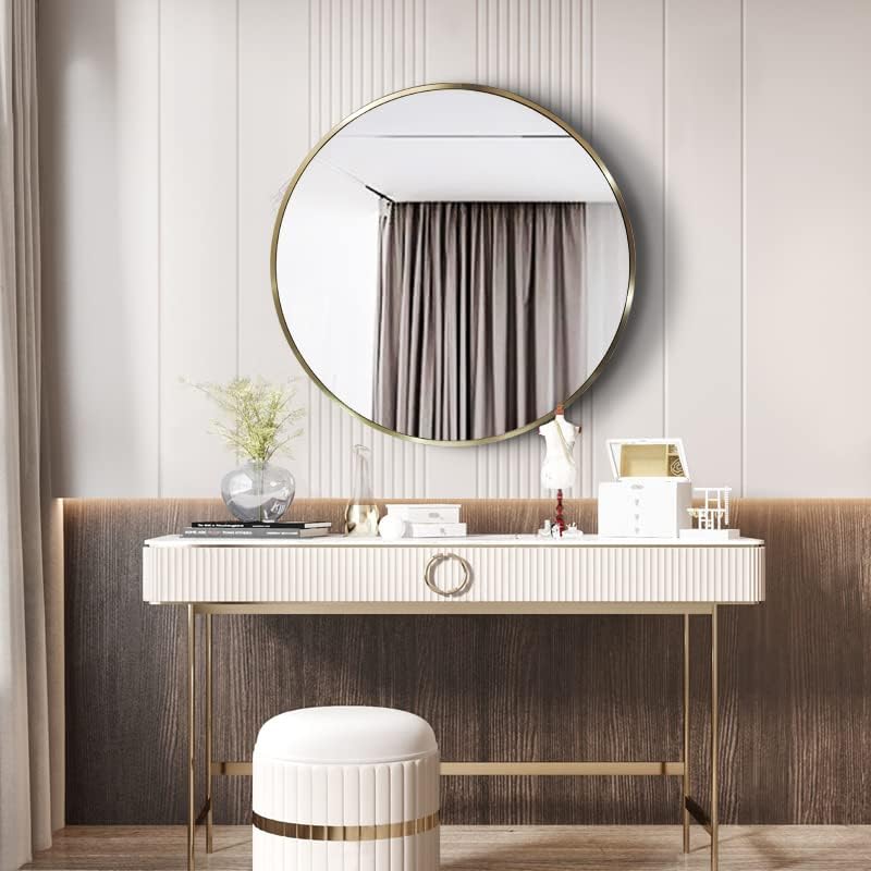 MZON 36 inch Gold Round Mirror, Large Wall Mounted Circle Mirror with Brushed French Gold Metal Frame for Bathroom Vanity, Farmhouse, Entryway Wall Decor