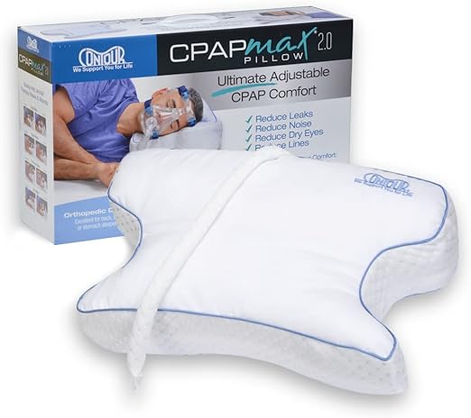 Contour CPAPMax 2-in-1 Cooling Plush CPAP Comfort Pillow - Reduce Air Leaks, Hose Tangles, Mask Discomfort & Adjust Thickness, for Side, Stomach, Back Sleepers, All Masks - Works 1st Night