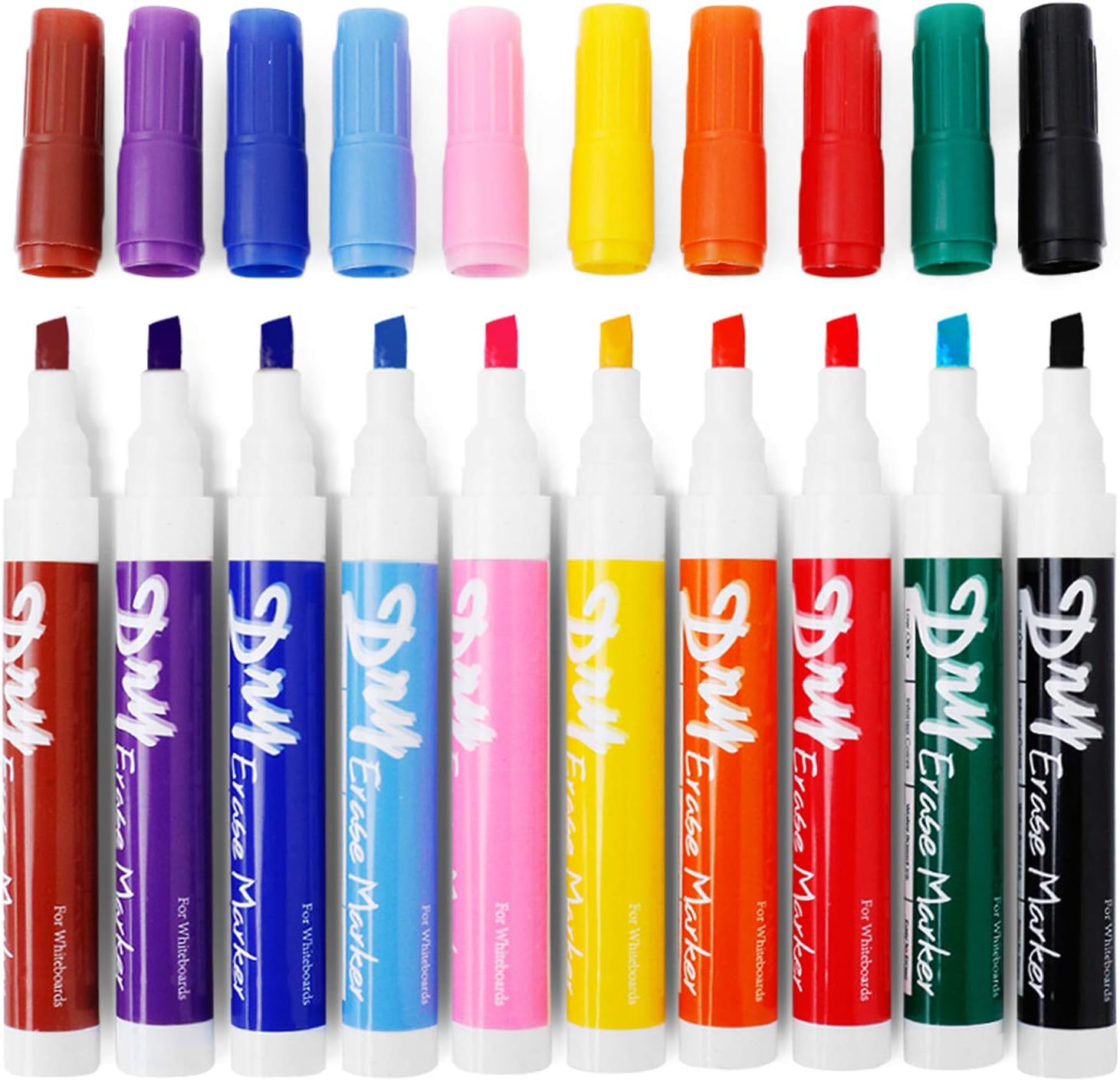 Volcanics Dry Erase Markers Low Odor Chisel Tip Whiteboard Markers Pack of 10,10 Colors