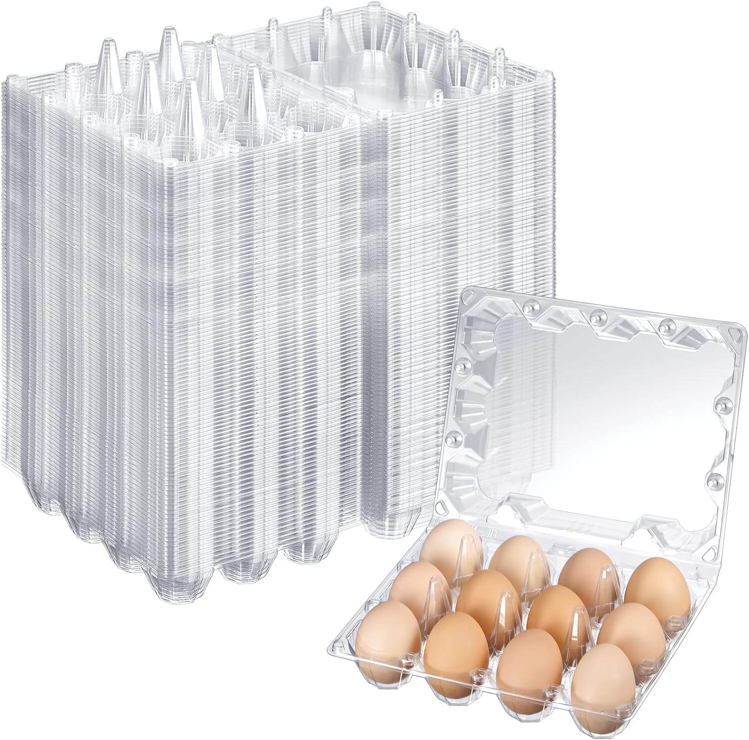 Plastic Egg Cartons Clear Egg Cartons Bulk Clear Blank Egg Cartons Hold 12 Eggs Securely Empty Chicken Egg Tray for Chicken Farm Business Market Home Refrigerator Storage