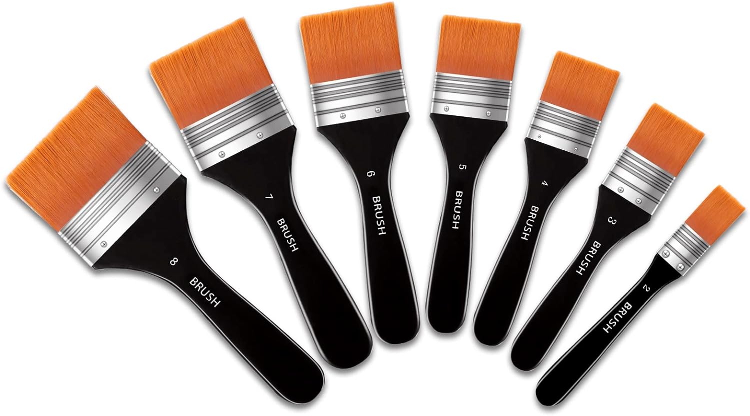 Set of 7 Flat Paint Brushes for Acrylic Painting, Soft Painting Brushes Assorted Sized Craft Brushes Nylon Chip Brushes Artist Varnish Brush Wide Art Paintbrush Sets for Oil Canvas Watercolor Gesso