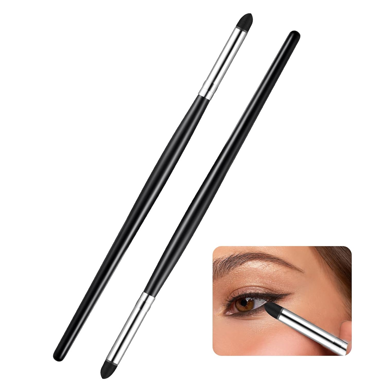 2 Pieces Eyeliner Smudge Brush Pencil Soft Makeup Tool Eyeshadow Blending Brush Eye Pencil Brush Eyeliner Smudge Tool Set for Blending Eye Shadow Liner