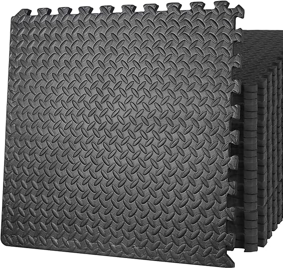 ZENY Puzzle Exercise Mat Gym Flooring Mat Interlocking Foam Mat 24 Tiles 3/4' Extra Thick Floor Mats Exercise Equipment Mat Baby Play Mat 96 SQ. FT, Black