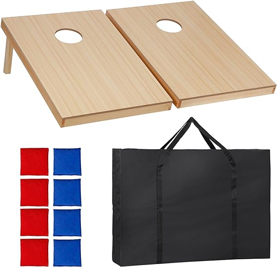 ZENY Portable Cornhole Set Regulation Size Outdoor Yard Cornhole Game 2 Wooden Cornhole Boards 8 Corn Hole Toss Bags with Travel Carrying Bag