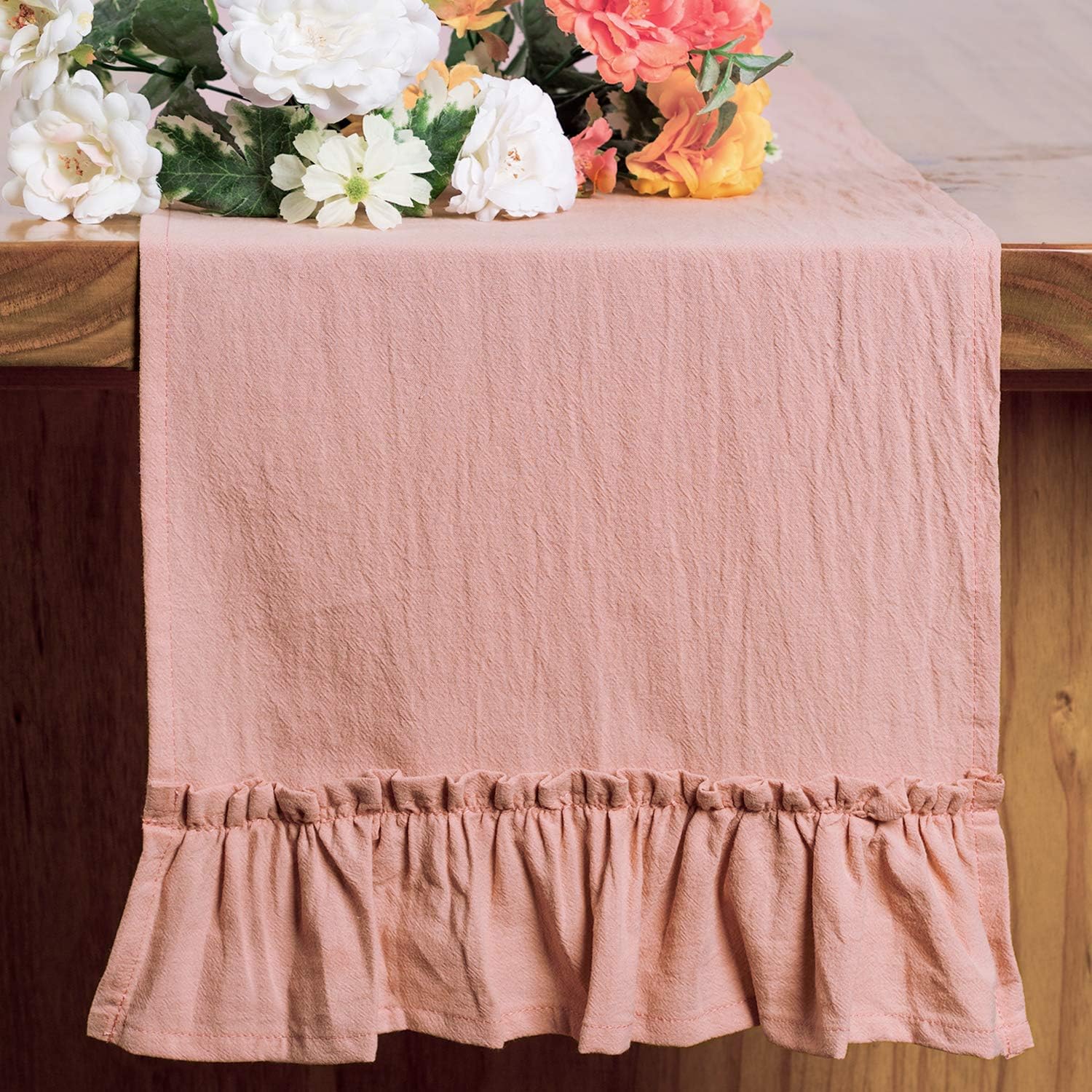 Letjolt Pink Table Runner Cotton Table Runner Rustic Table Decor Wedding Baby Shower Home Kitchen Birthday Party