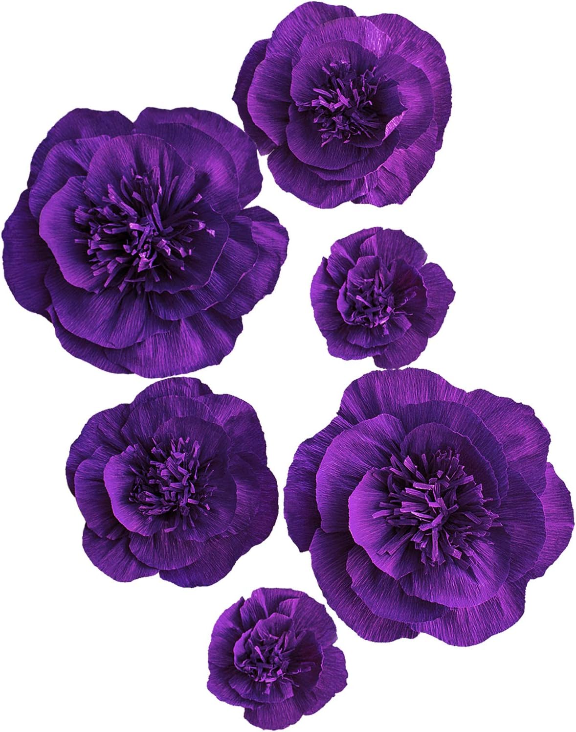 Letjolt Artificial Paper Flower Decorations for 1st Birthday Wedding Party Baby Shower Bridal Shower Nursery Wall Decor(Purple Set 6)