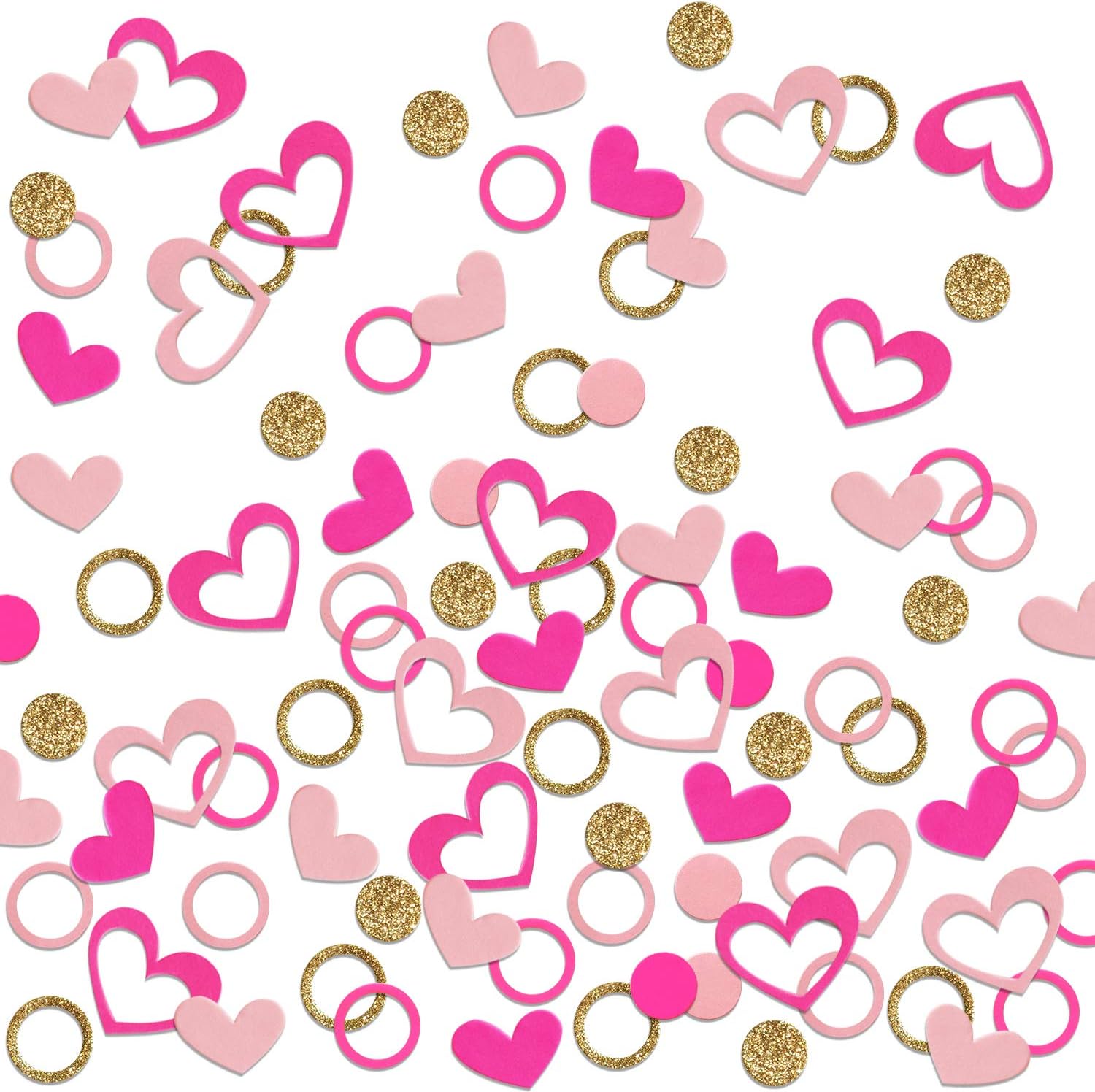 Rings Heart Confetti Golden Scatter Golden Pink Decoration for Girl' Birthday Baby Shower Princess Barbie Decorations