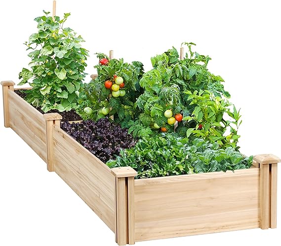 Yaheetech 82ft Wooden Horticulture Raised Garden Bed Divisible Elevated Planting Planter Box for Flowers/Vegetables/Herbs in Backyard/Patio Outdoor, Natural Wood, 97 x 25 x 11in