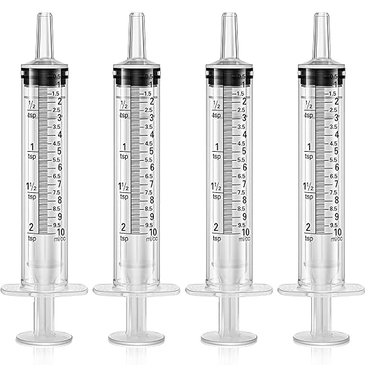 Frienda Large Plastic Syringe 4 Pack Measuring Syringe Tools Dispensing Multiple Uses(10 ml)