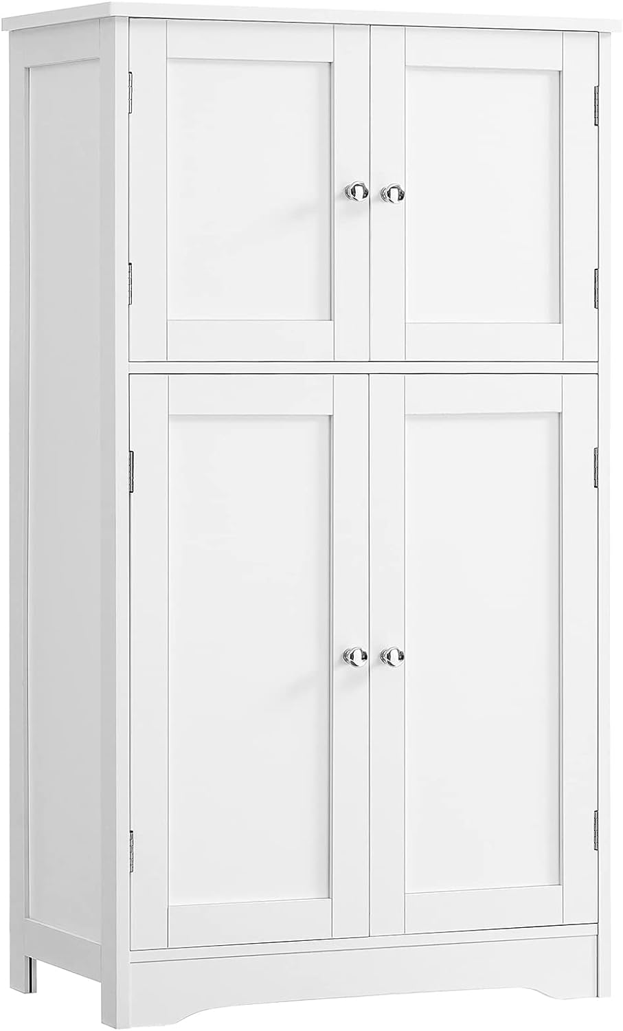 Iwell Bathroom Cabinet, Storage Cabinet with Adjustable Shelves, Bathroom Floor Cabinet with 4 Doors, Storage Unit for Living Room, Home Office, White