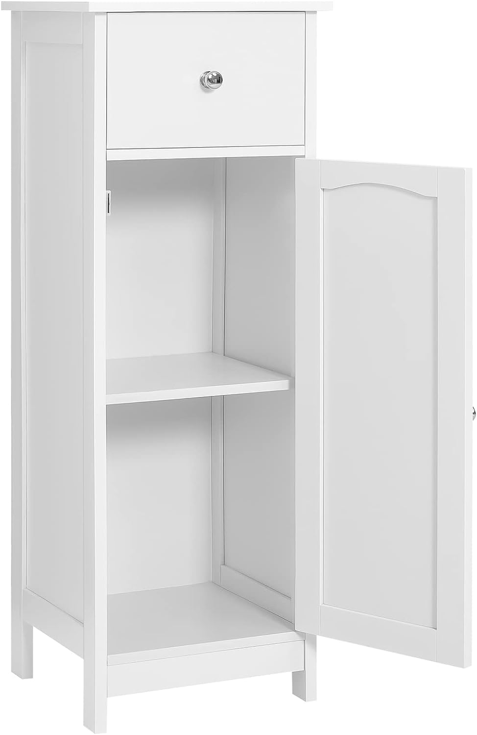 Iwell Bathroom Cabinet with Drawer and Storage Shelf, Narrow Bathroom Floor/Small Side Cabinet for Living Room, Laundry Room, Kitchen, White