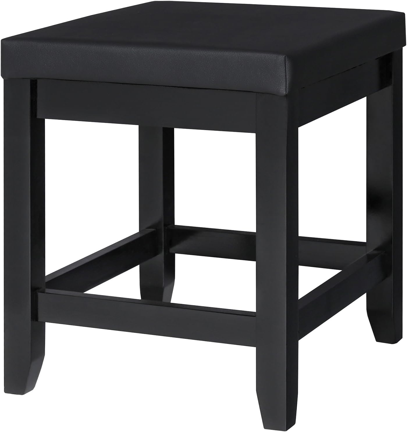 Iwell Large Vanity Stool, Vanity Bench with Solid Wood Legs, Vanity Chair, Vanity Seat, Piano Bench, Makeup Stool for Bedroom, Bathroom, Black