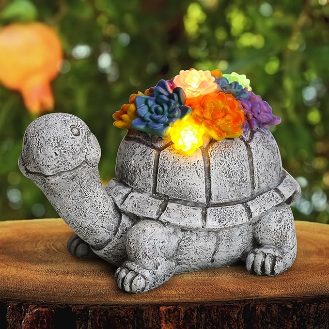 Turtle Statue - Cute Turtle Figurines Women Gift Turtle Gift Solar Lights for Outside Garden,Xmas Gift for Grandma Mom Christmas Gifts Lawn and Garden Decor for Women - Home Dcor Birthday Gift