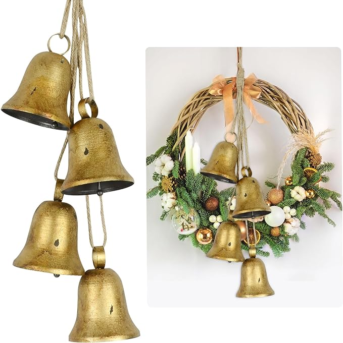 Christmas Bells Vintage Bell Christmas Ornaments Christmas Tree Decor Metal Bells, Women Xmas Gift Grandma, Hanging Christmas Bells,Christmas Party Decor Handmade Art Bells