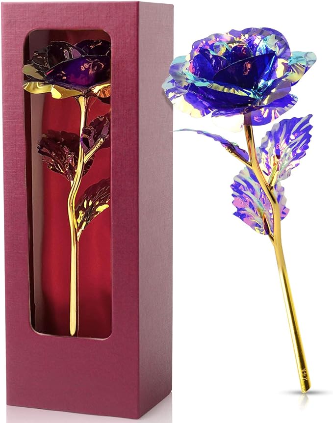 Valentine' Day Gift for Girlfriend Purple Rose Flower Artificial Rose Love Wife Gifts for Mom Gift for Her/Wife/Mom/Girl in Valentines Day, Mothers Day, Anniversary, Wedding, Birthday with Gift Box