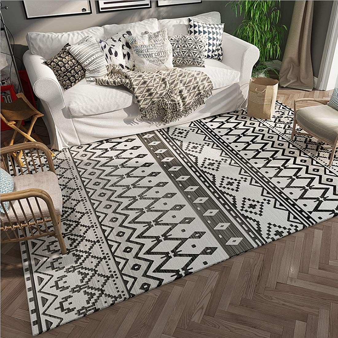 Bohemian Chic Thicken Area Rug for Living Room Bedroom Dinning Room Non Slip Durable and Machine Washable Floor Carpets