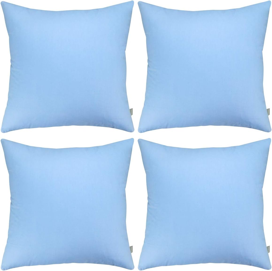 Thmyo 4-Pack 100% Cotton Comfortable Solid Decorative Throw Pillow Case, Square Cushion Cover Pillowcase Sublimation Blank Pillow Covers DIY Throw Pillowcase for Sofa(24x24 inch/ 60x60cm,Sky Blue)