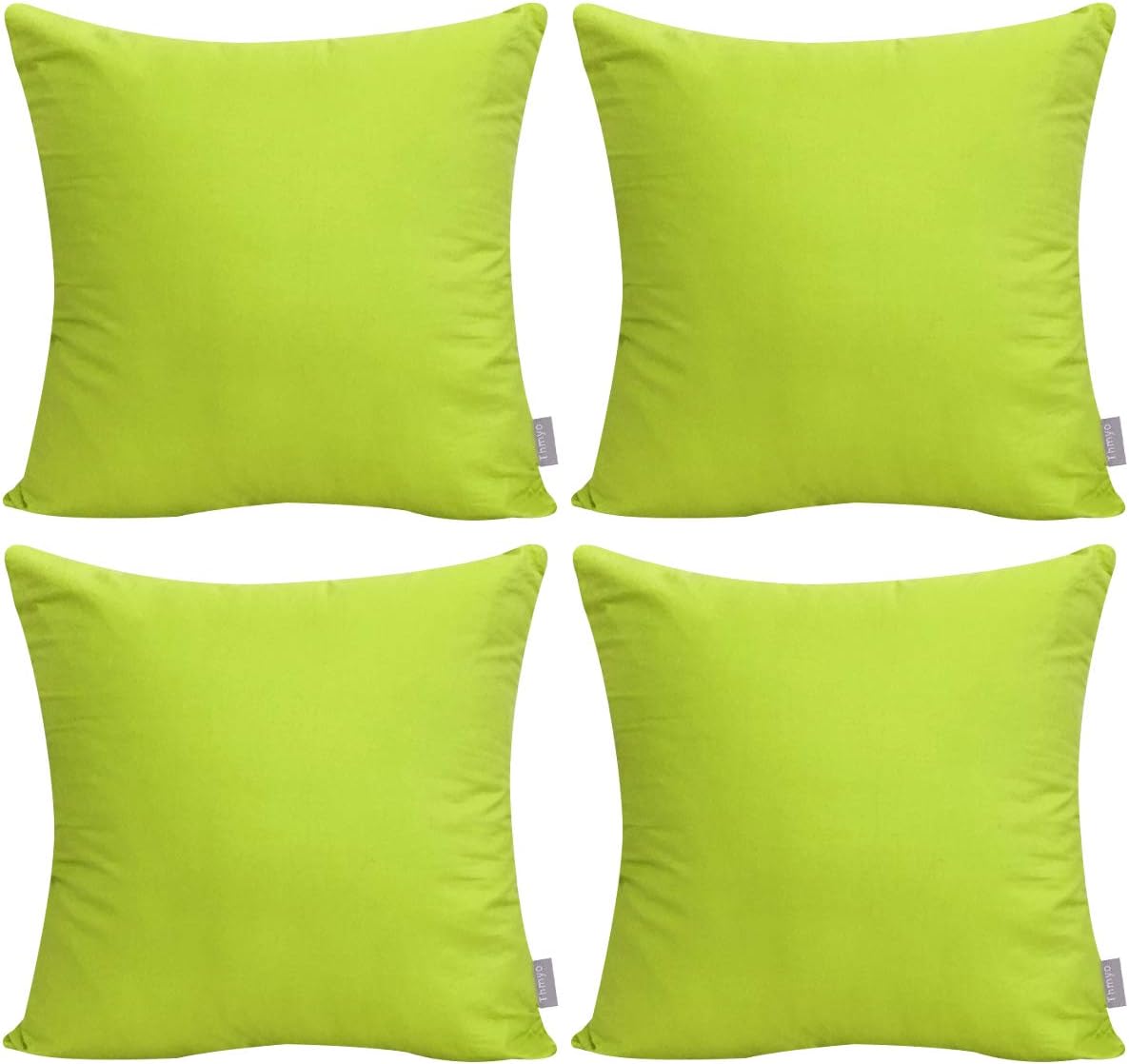 Thmyo 4-Pack 100% Cotton Comfortable Solid Decorative Throw Pillow Case, Square Cushion Cover Pillowcase Sublimation Blank Pillow Covers Spring DIY Throw Pillowcases(18x18inch/45x45cm,Light Green)