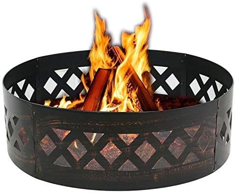 ZENY 36" Portable Steel Fire Ring Fire Pit Ring Metal Campfire Ring Fire Rings Outdoor Bonfire Backyard Camping Cookout BBQ Patio