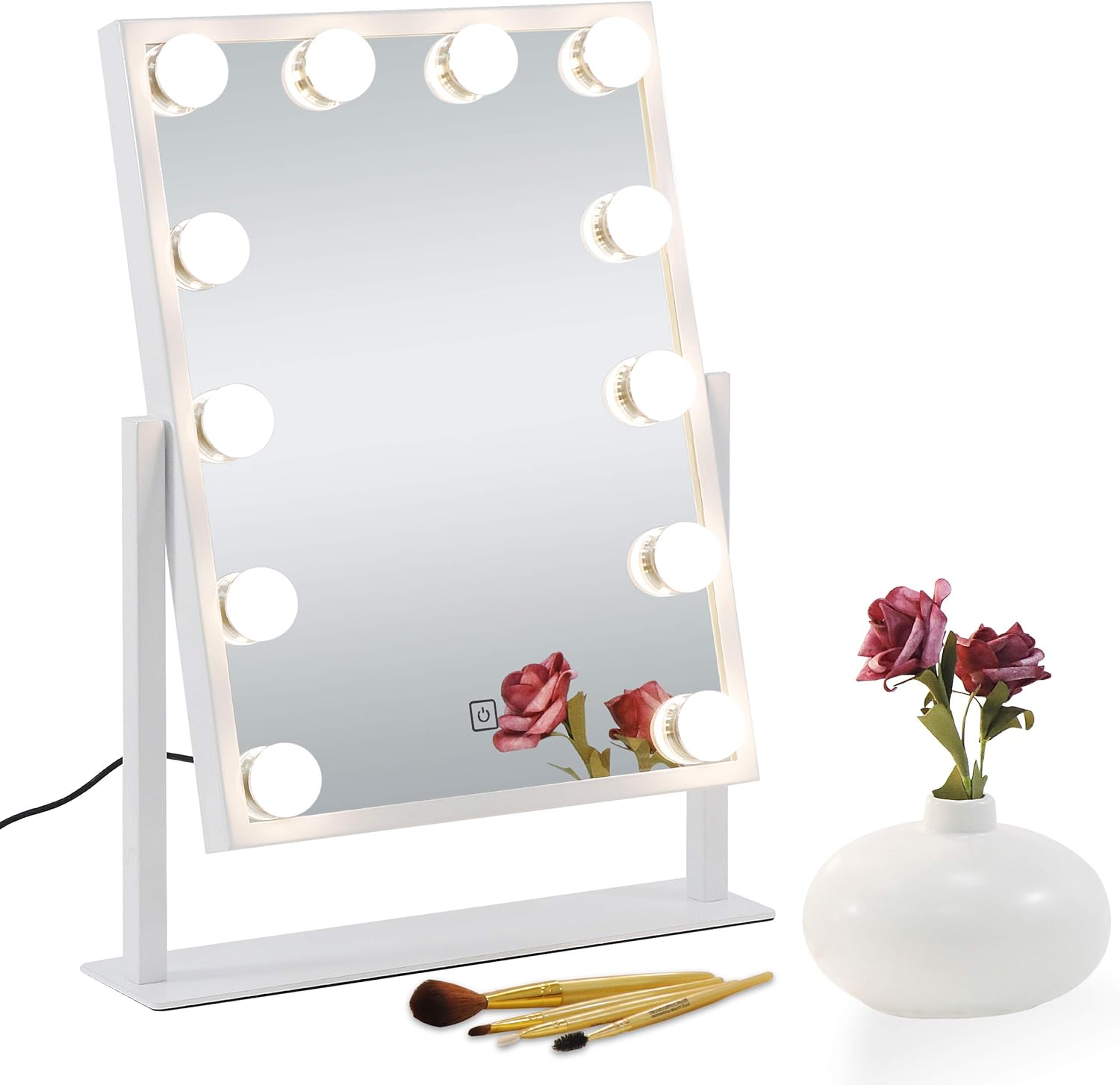 ZENY Lighted Makeup Vanity Mirror with 12 LEDs Lights and 10X Magnification Spot Mirror, Hollywood Style Makeup Tabletops Touch Control Cosmetic Mirror with 3 Color Lighting Modes