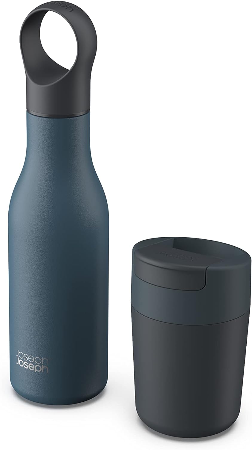 Joseph Joseph Refill Reuse Repeat 2-Piece Sipp Travel Mug & 500ml Loop Hot Cold Bottle Set - Blue