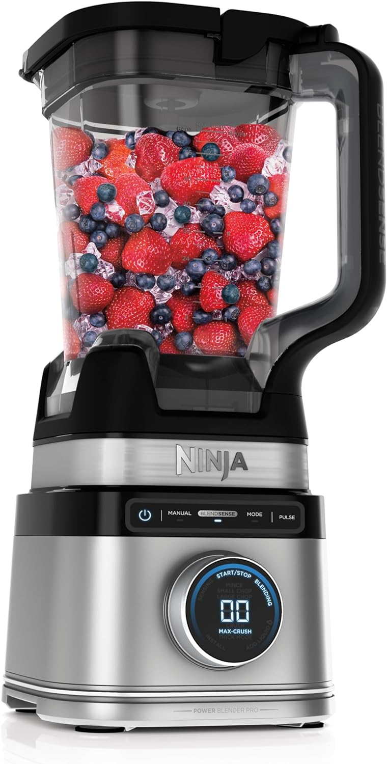 I have owned two other older Ninja blender models, 1000W power. I use them to blend a combination of carrots, celery, cucumber, sweet pepper, banana, avocado and a whole 9oz bag of spinach in water. This mixture requires that I fill the blender to the fill line with water. This BlendSense Ninja (max power 1800W) is way way way more powerful than my prior models. I love it and it has made making my daily blend so much faster and the blend is so much smoother than the prior models could achieve. N